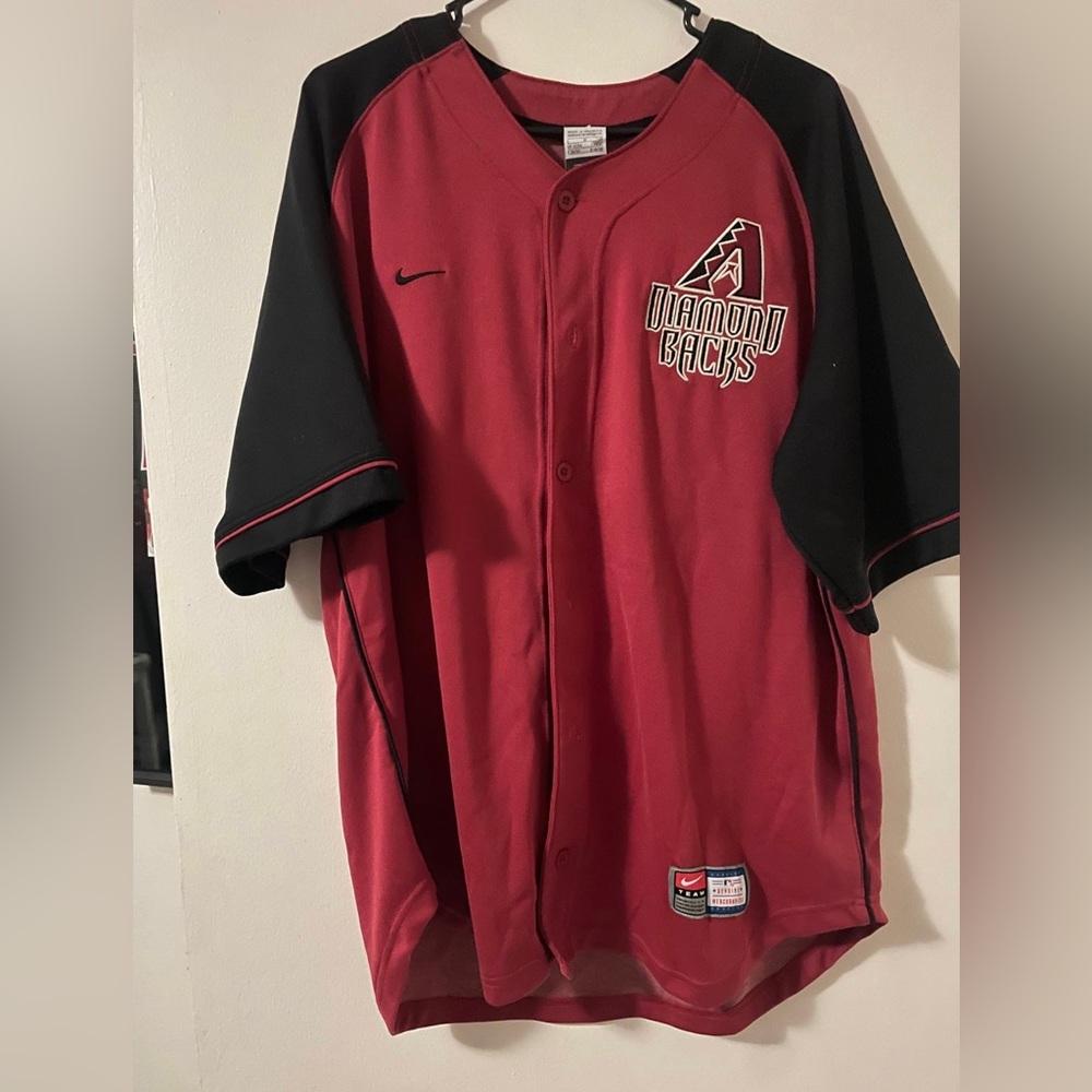 nike mlb arizona diamondback black swoosh red label jersey. sewn patch webb jer